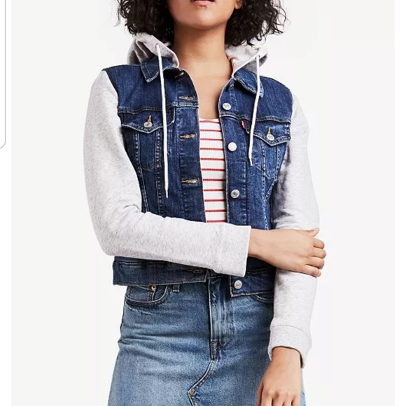 Levi's hybrid trucker jacket denim with hood - Picture 1 of 6